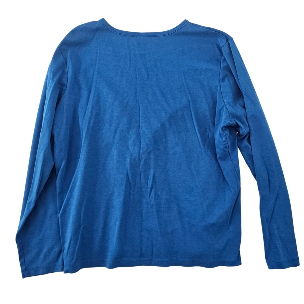 LL Bean Womens Large L Blue Supima Cotton Long Sleeve T-Shirt Crew Neck 207240